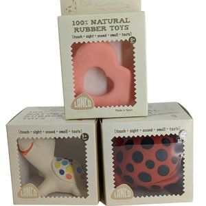 LANCO TOYS 100% Natural rubber SQUEAK organic baby toy touch sight set